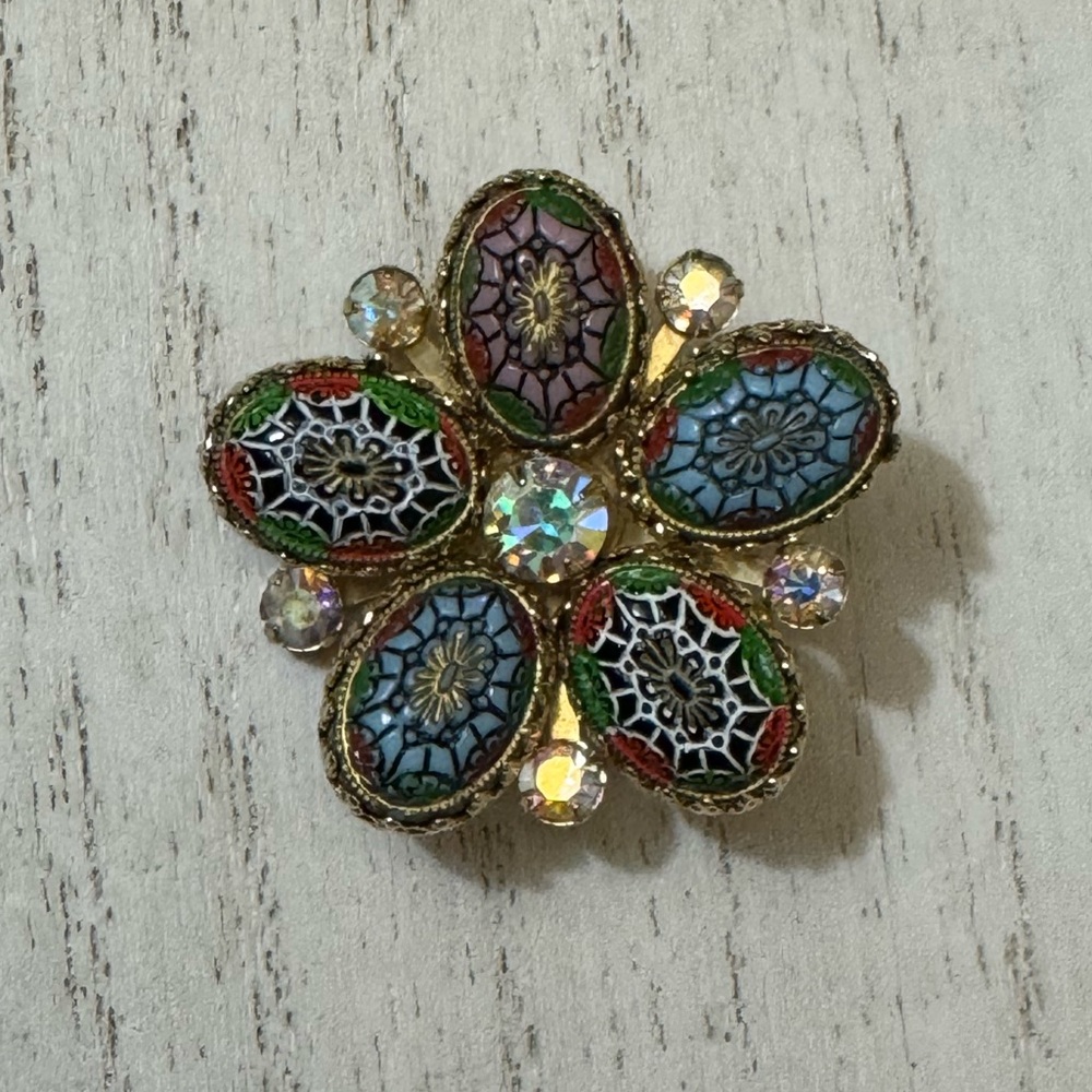 Vintage brooch micro mosaic